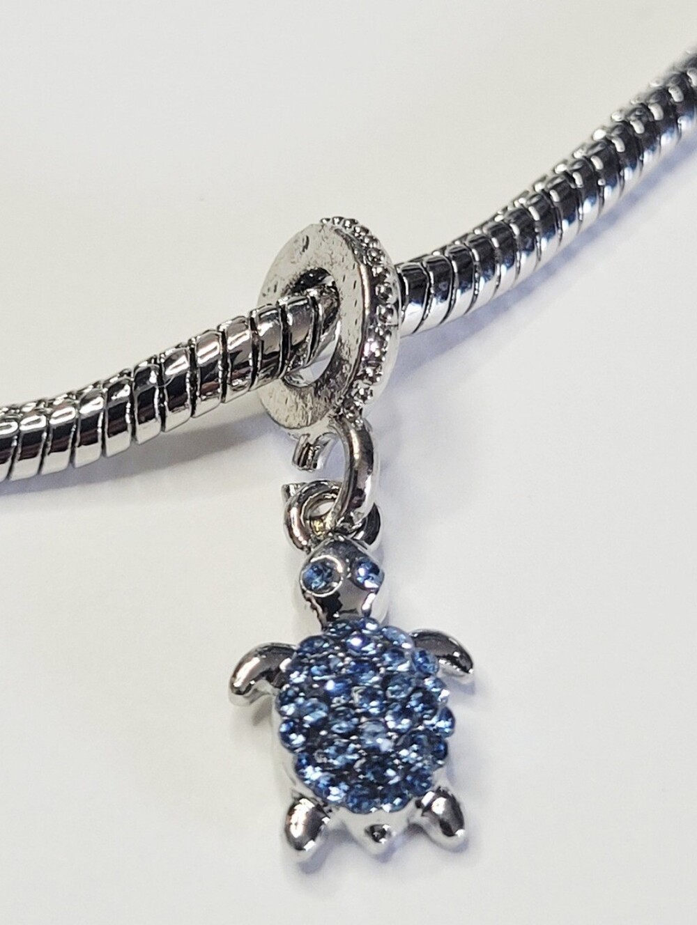 NWT For Pandora Charm Bracelets Blue Crystal Rhinestone Turtle Dangle Charm